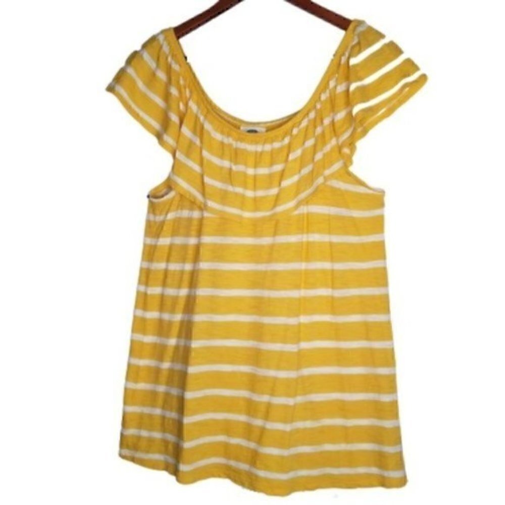 4/$25 Old Navy White & Yellow Short Sleeve Top